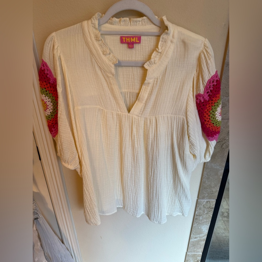 NWOT THML Summer top with crochet detail